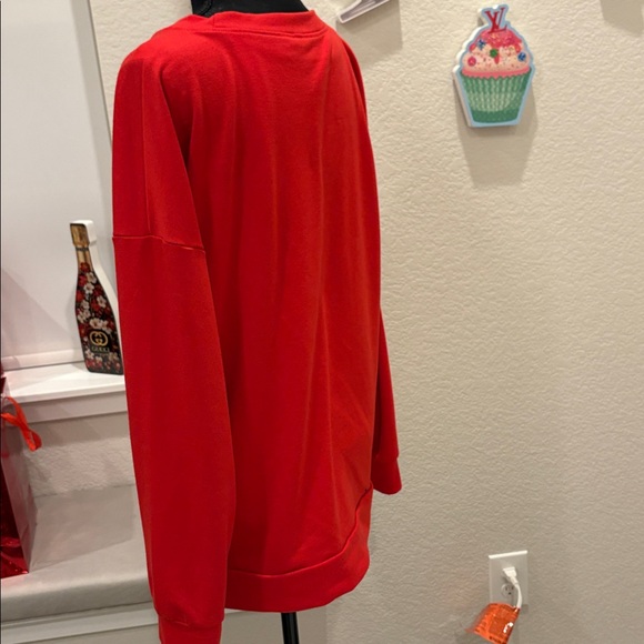 Terrier Graphic Dog Screen Print Sweatshirt L Red Long Sleeve Lightweight Top - Picture 4 of 6